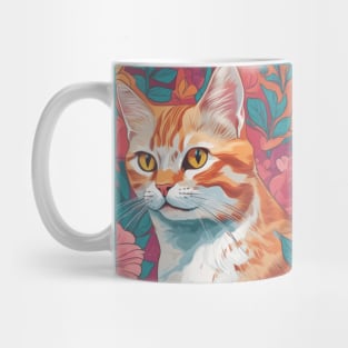 Blooming Tabby Cat, Orange Tabby with Flowers Mug